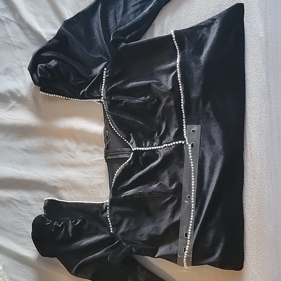 Eloquii Pearl Velvet Sweetheart Neckline Black Midi Dress, size 16 - Picture 7 of 8